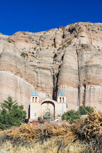 Church with mountain in background