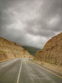 Surface level of road against sky