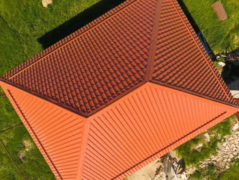 Directly above shot of house roof during sunny day