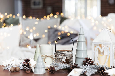 View of christmas decoration on table