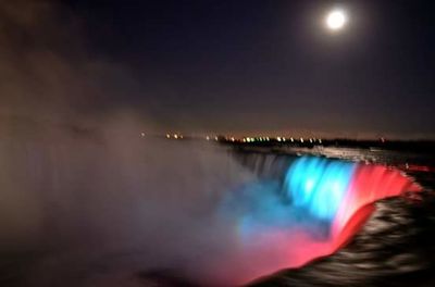 Blurred motion of illuminated lights at night