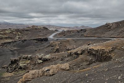 Landscape covered with lava