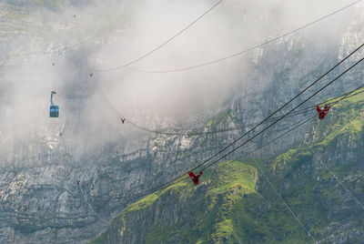 High angle view of overhead cable car