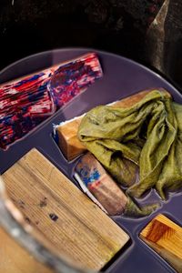 High angle view of food on table