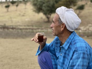 My berber uncle drinking coffee in moroco mountain