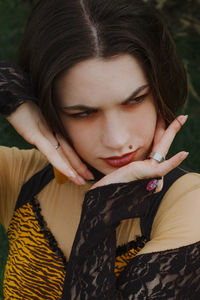 Close-up of thoughtful young woman