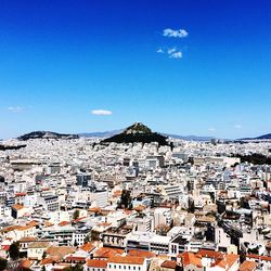 Townscape against blue sky