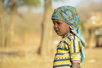 Side view of boy looking away