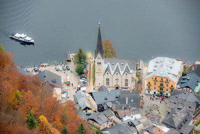 High angle view of buildings in city