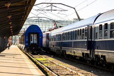 Train on railroad station