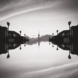 Panoramic view of people on street against sky