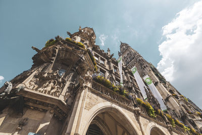 Low angle view of old building against sky