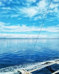 Scenic view of sea against blue sky