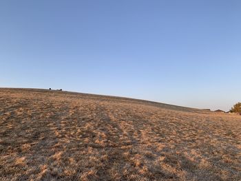 Scenic view of arid landscape against clear sky