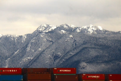 Snow covered mountains against sky