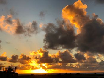 Low angle view of dramatic sky during sunset