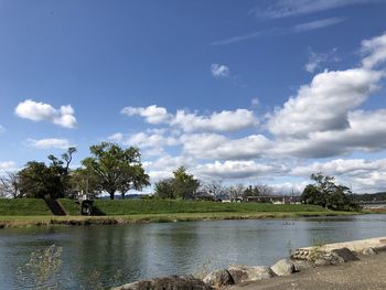 Scenic view of lake against sky