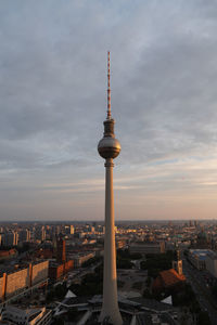 Berlin fernsehturm television tower in alexanderplatz, constructed by the german democratic republic