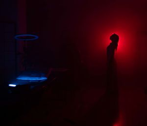 Silhouette woman standing at night