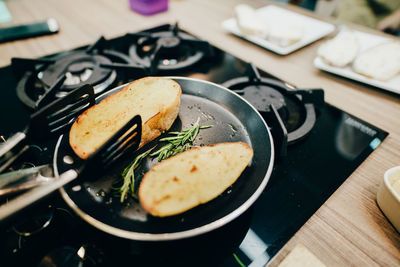 Close-up of food on barbecue grill