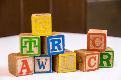 Close-up of objects on table