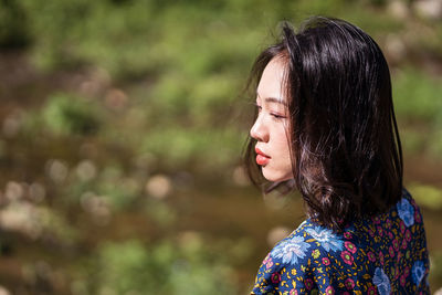 Close-up portrait of a young woman