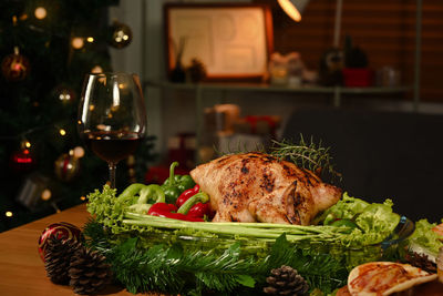 Close-up of food on table