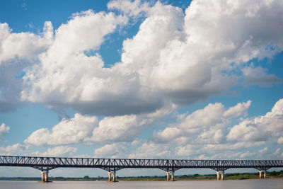 Low angle view of bridge over river against sky