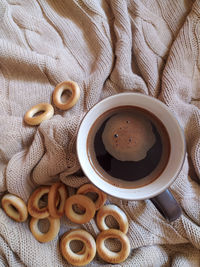 High angle view of coffee