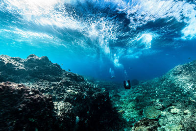 Person swimming in sea