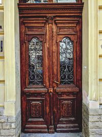 Closed door of old building