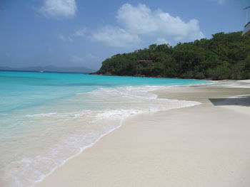 Scenic view of beach against sky