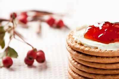 Close-up of dessert on table