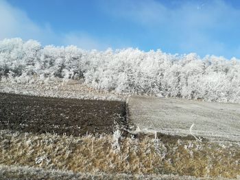 Scenic view of land against sky during winter