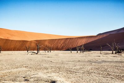 Scenic view of desert against clear sky