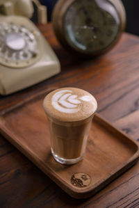 High angle view of coffee on table