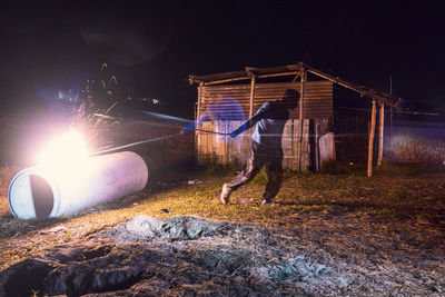 Illuminated lights at night