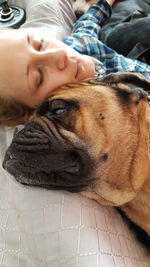 Close-up of young woman sleeping