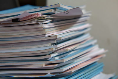 Close-up of books on table