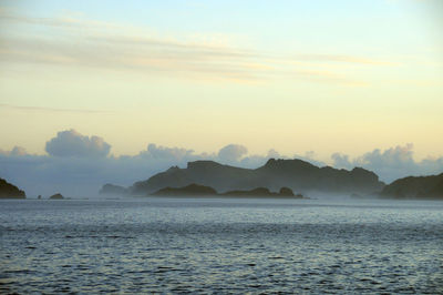 Scenic view of sea against cloudy sky