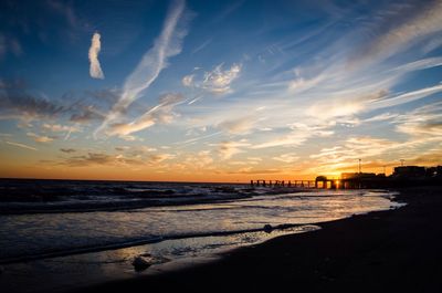 Scenic view of sea at sunset