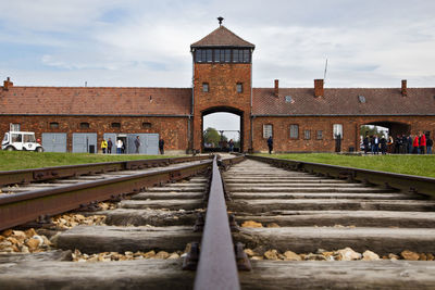 Deportation train rail concept, auschwitz birkenau concentration camp
