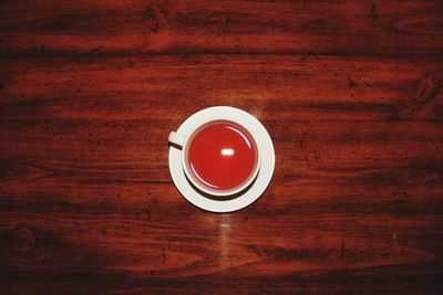 Directly above shot of coffee cup on table