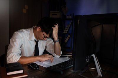 Man working on table