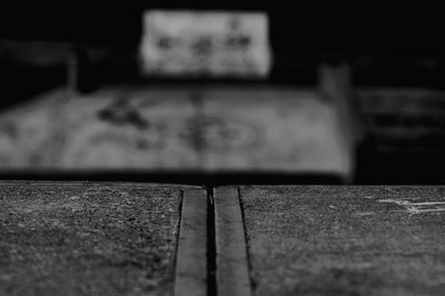 Close-up of old table