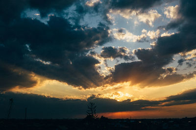 Scenic view of dramatic sky during sunset