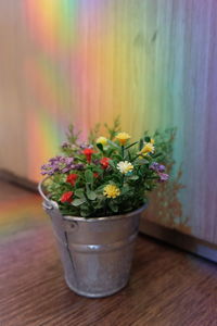 Close-up of flower pot on table