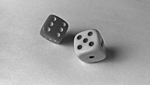 Close-up of dice on table