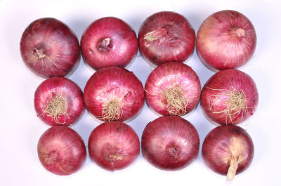 High angle view of fruits against white background