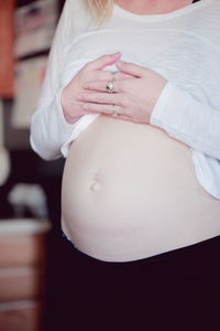 Midsection of pregnant woman